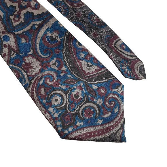 Manhattan Mens Necktie Tie Designer Accessory Vintage Floral Office Blue Gift - Picture 2 of 5